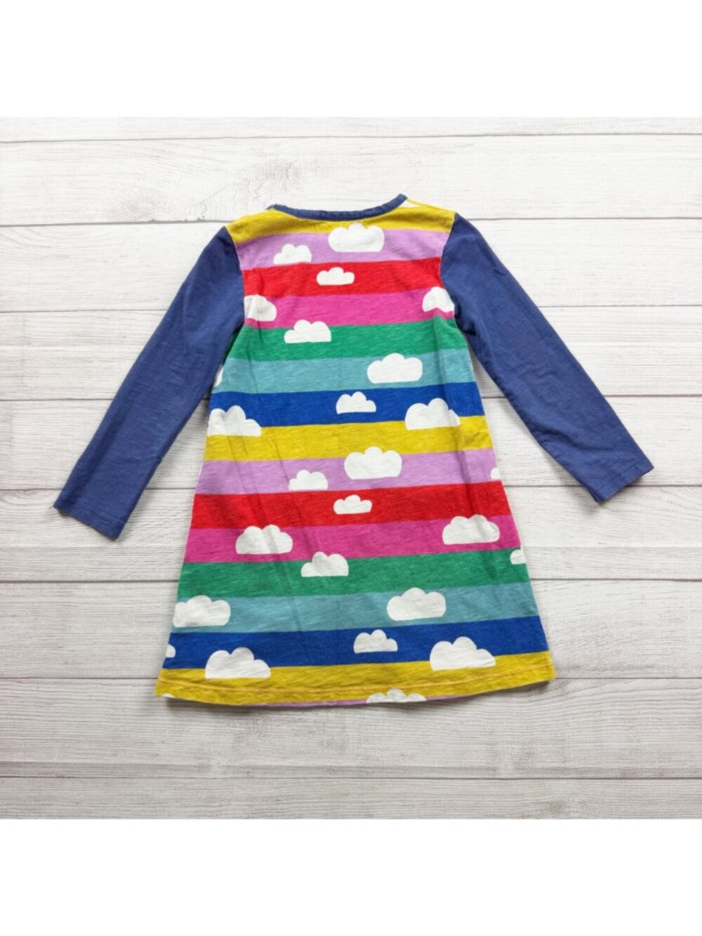 Mini Boden Long Sleeve Girls Cotton Dress Rainbow Stripe Clouds 6-7 Years - Picture 3 of 3